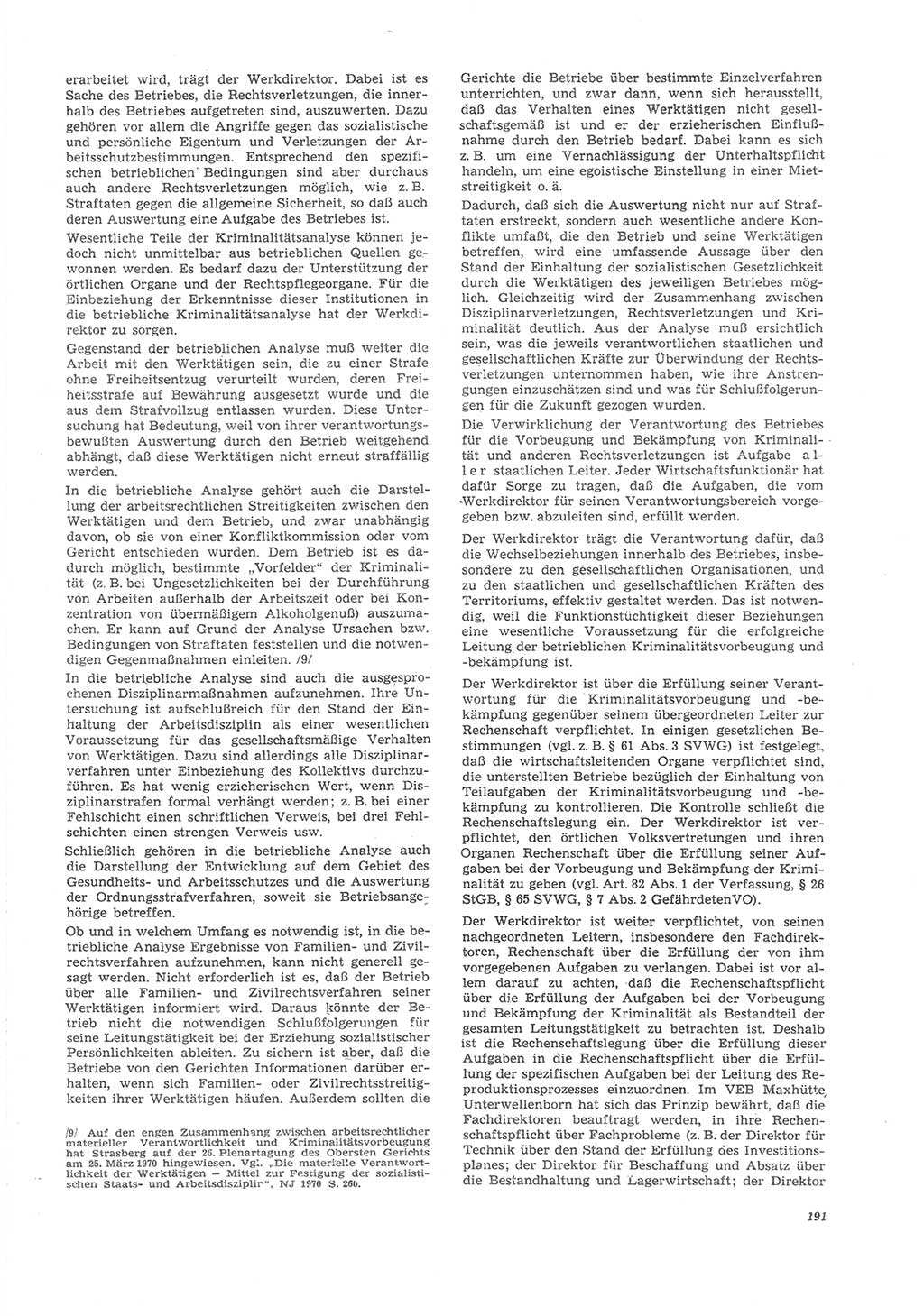 Neue Justiz (NJ), Zeitschrift für Recht und Rechtswissenschaft [Deutsche Demokratische Republik (DDR)], 26. Jahrgang 1972, Seite 191 (NJ DDR 1972, S. 191)