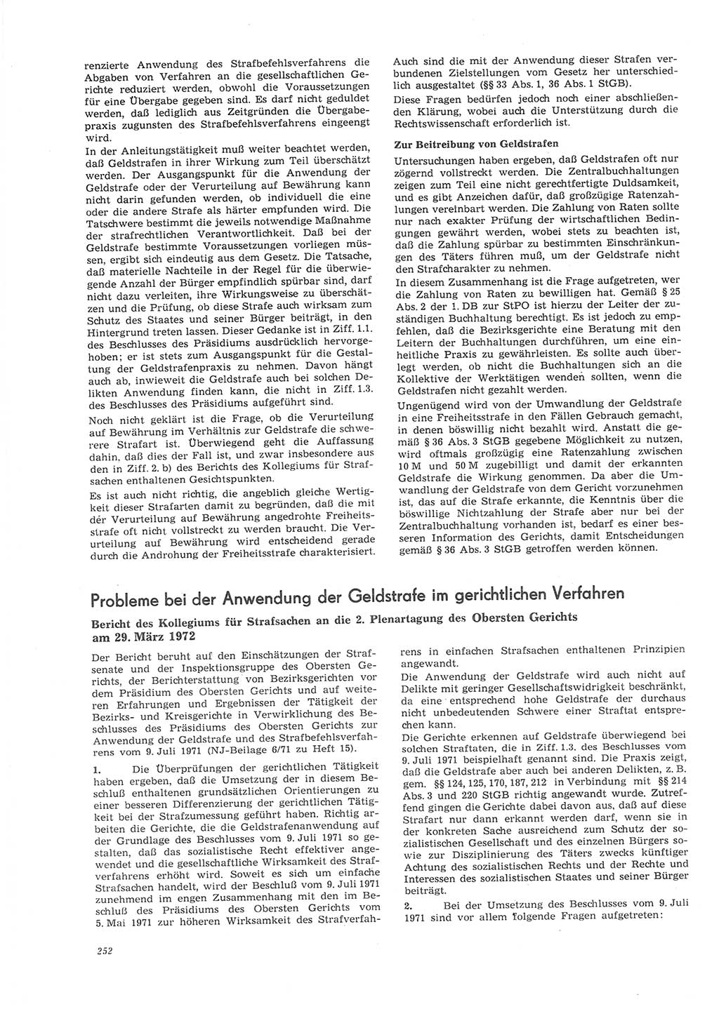 Neue Justiz (NJ), Zeitschrift für Recht und Rechtswissenschaft [Deutsche Demokratische Republik (DDR)], 26. Jahrgang 1972, Seite 252 (NJ DDR 1972, S. 252)