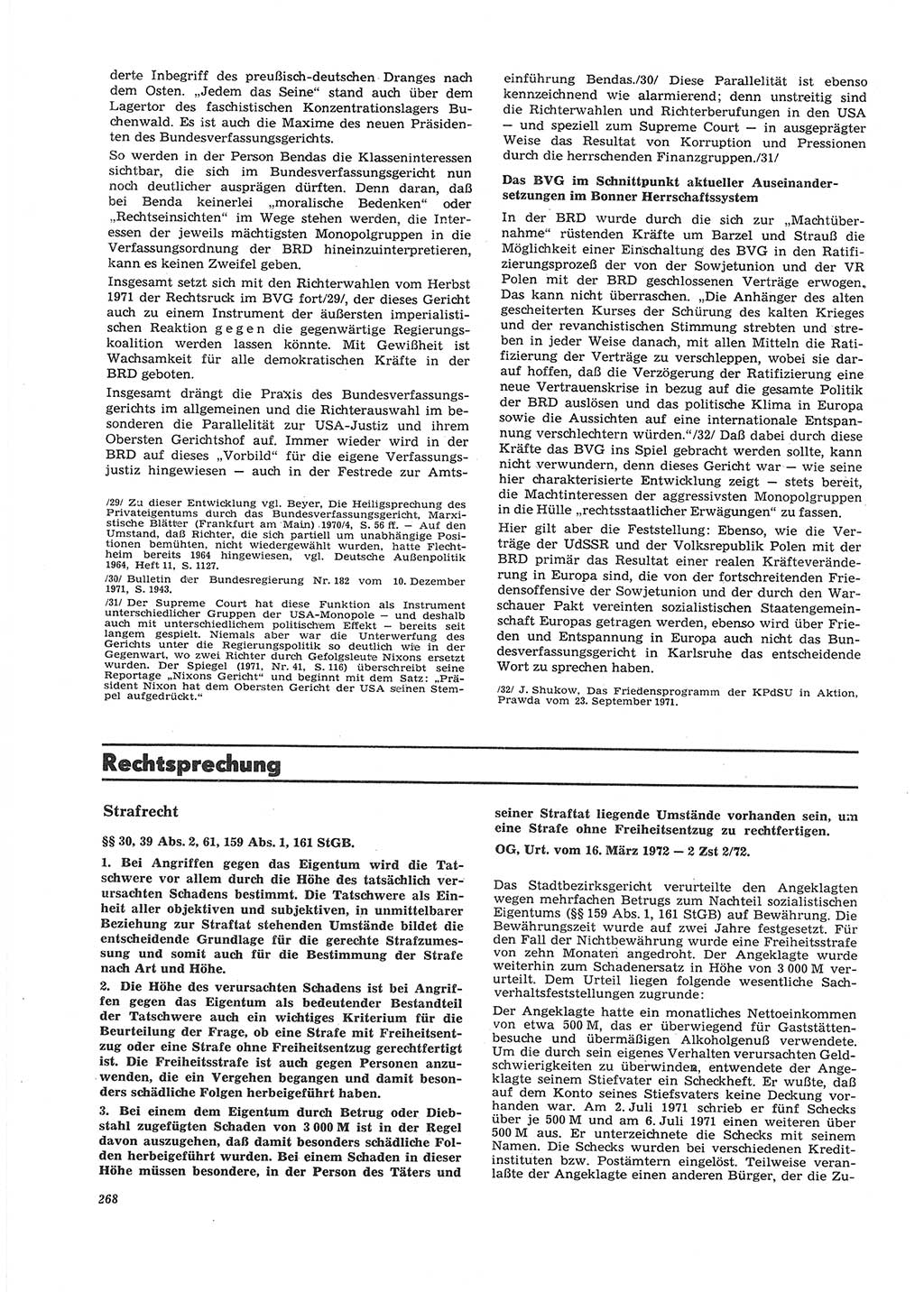 Neue Justiz (NJ), Zeitschrift für Recht und Rechtswissenschaft [Deutsche Demokratische Republik (DDR)], 26. Jahrgang 1972, Seite 268 (NJ DDR 1972, S. 268)