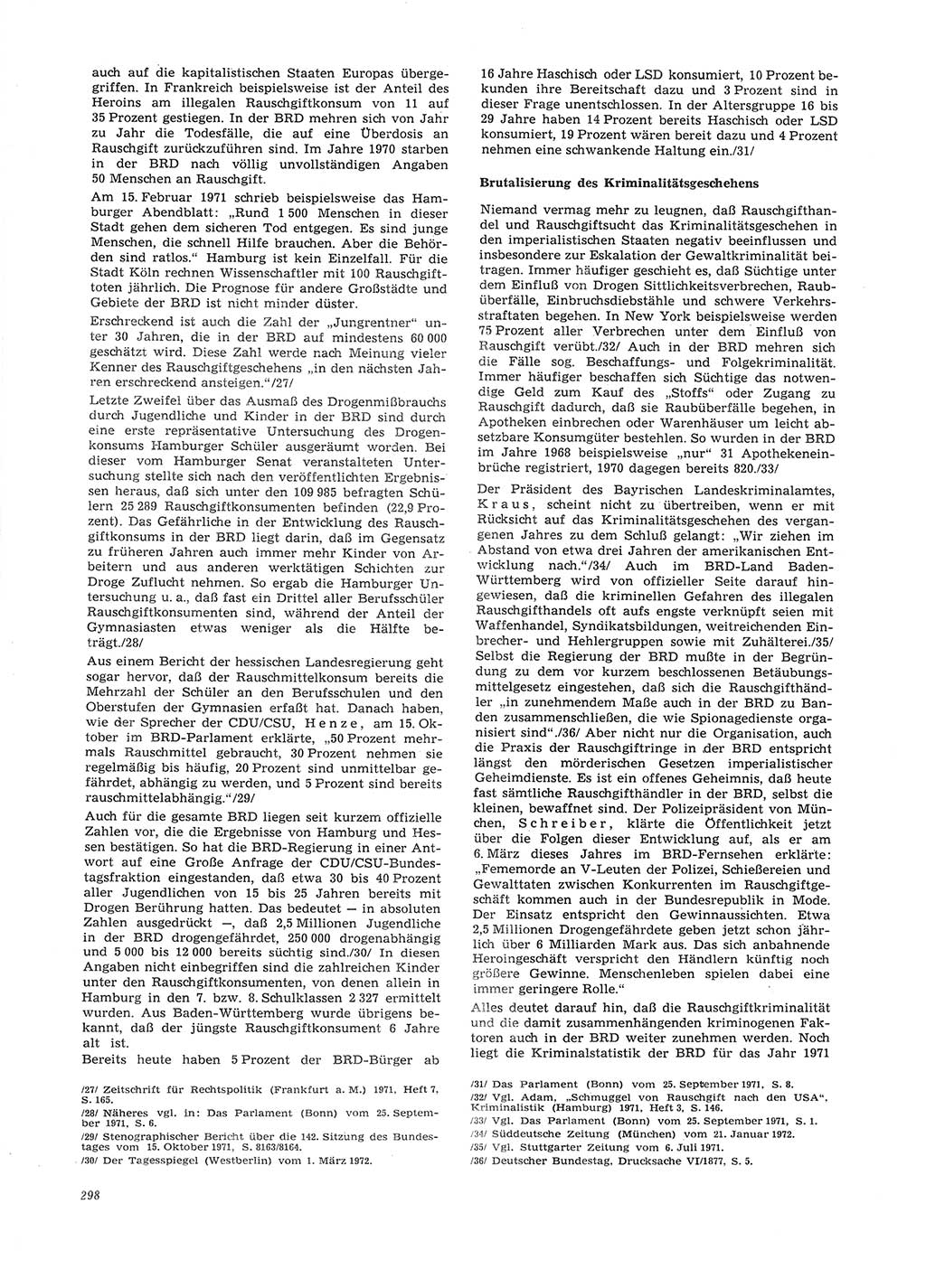 Neue Justiz (NJ), Zeitschrift für Recht und Rechtswissenschaft [Deutsche Demokratische Republik (DDR)], 26. Jahrgang 1972, Seite 298 (NJ DDR 1972, S. 298)