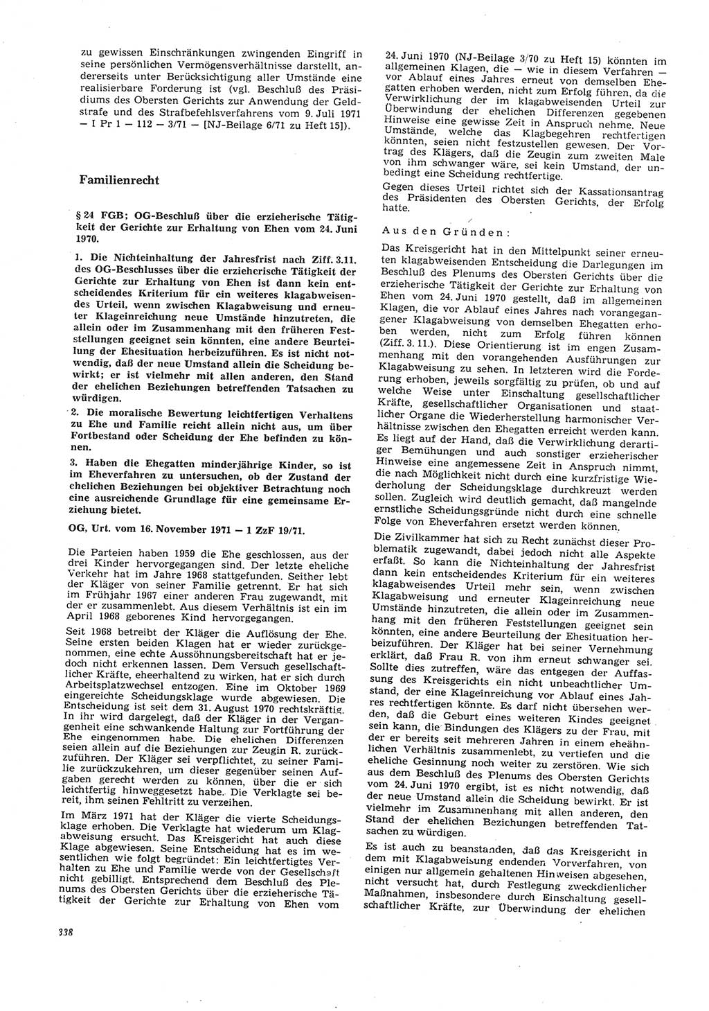 Neue Justiz (NJ), Zeitschrift für Recht und Rechtswissenschaft [Deutsche Demokratische Republik (DDR)], 26. Jahrgang 1972, Seite 338 (NJ DDR 1972, S. 338)