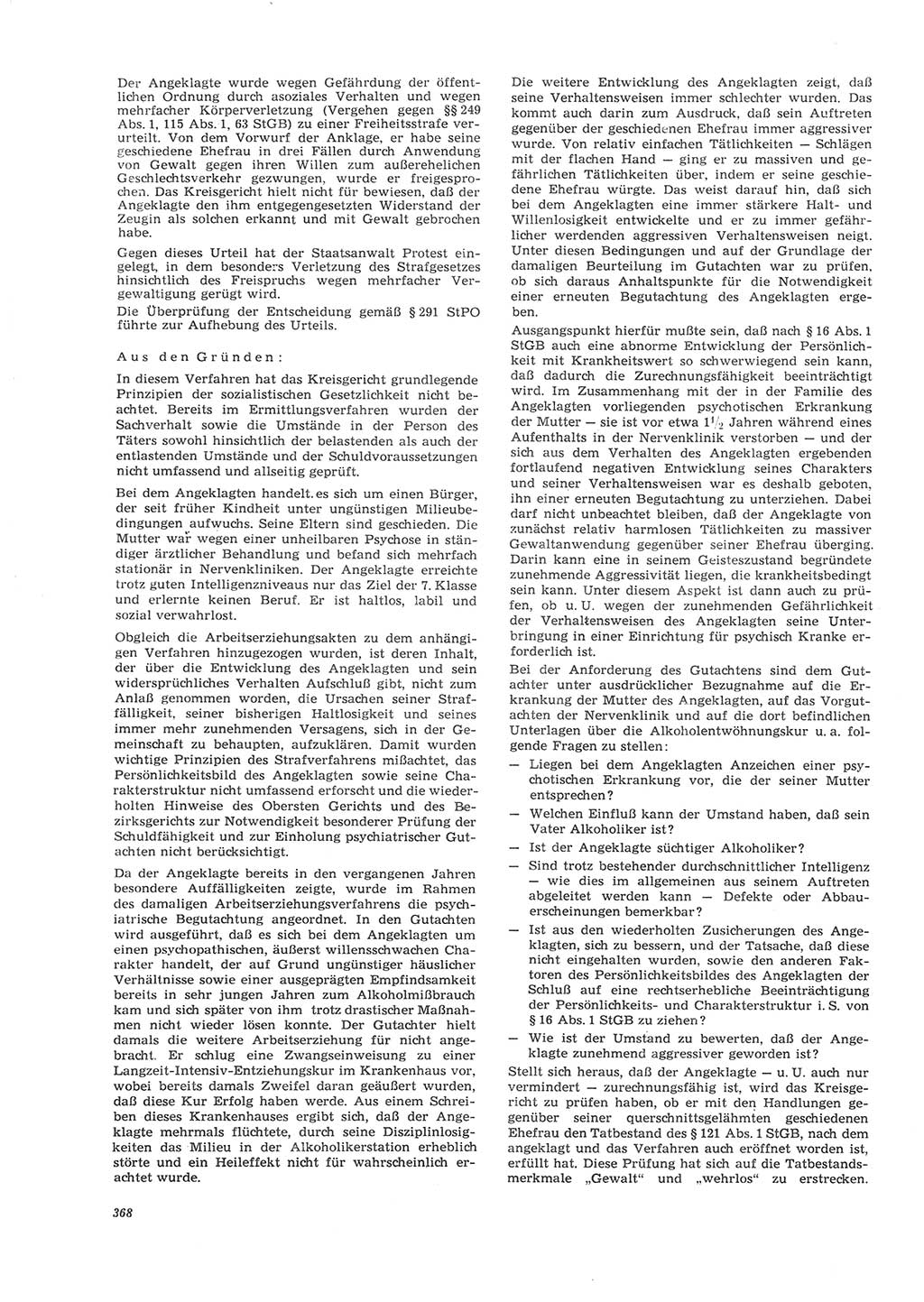 Neue Justiz (NJ), Zeitschrift für Recht und Rechtswissenschaft [Deutsche Demokratische Republik (DDR)], 26. Jahrgang 1972, Seite 368 (NJ DDR 1972, S. 368)
