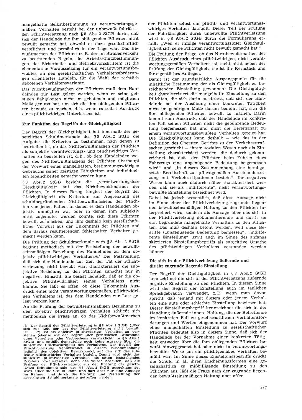 Neue Justiz (NJ), Zeitschrift für Recht und Rechtswissenschaft [Deutsche Demokratische Republik (DDR)], 26. Jahrgang 1972, Seite 383 (NJ DDR 1972, S. 383)