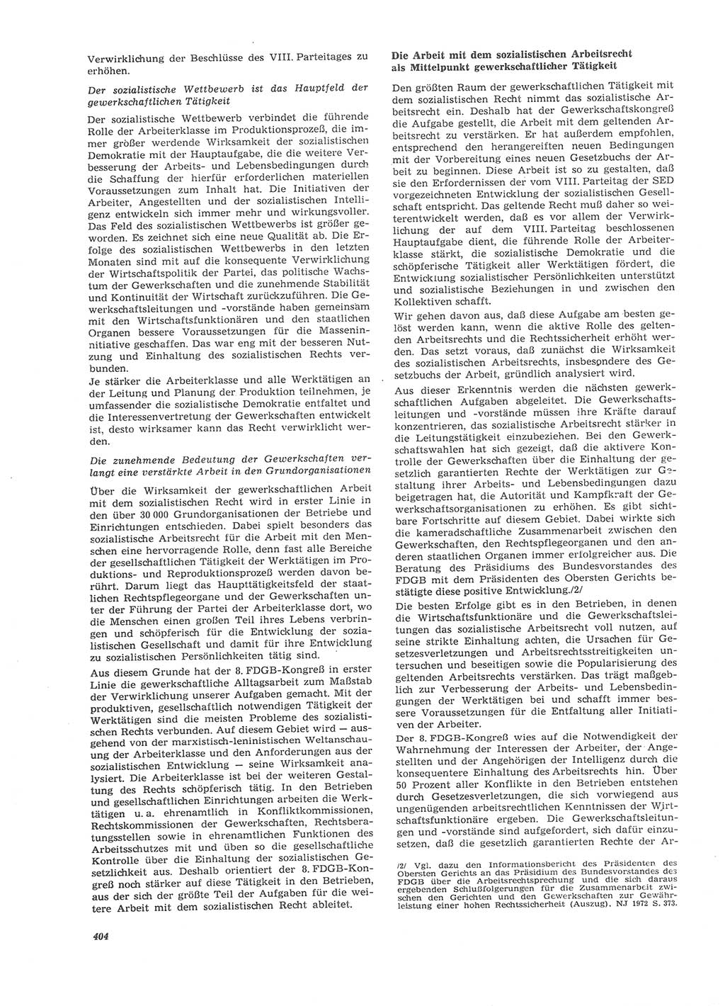 Neue Justiz (NJ), Zeitschrift für Recht und Rechtswissenschaft [Deutsche Demokratische Republik (DDR)], 26. Jahrgang 1972, Seite 404 (NJ DDR 1972, S. 404)