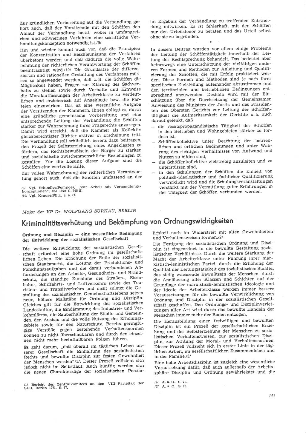 Neue Justiz (NJ), Zeitschrift für Recht und Rechtswissenschaft [Deutsche Demokratische Republik (DDR)], 26. Jahrgang 1972, Seite 441 (NJ DDR 1972, S. 441)