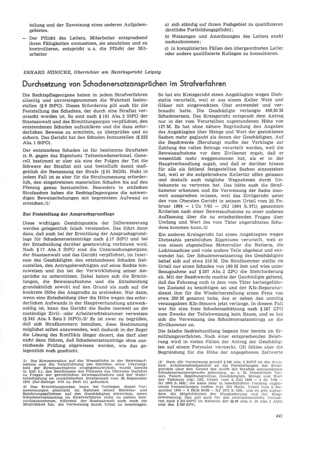 Neue Justiz (NJ), Zeitschrift für Recht und Rechtswissenschaft [Deutsche Demokratische Republik (DDR)], 26. Jahrgang 1972, Seite 447 (NJ DDR 1972, S. 447)