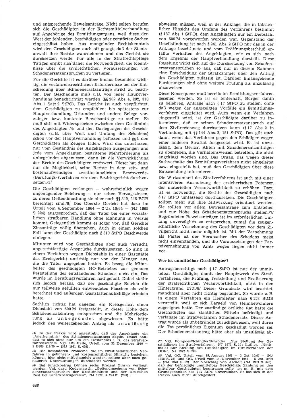 Neue Justiz (NJ), Zeitschrift für Recht und Rechtswissenschaft [Deutsche Demokratische Republik (DDR)], 26. Jahrgang 1972, Seite 448 (NJ DDR 1972, S. 448)