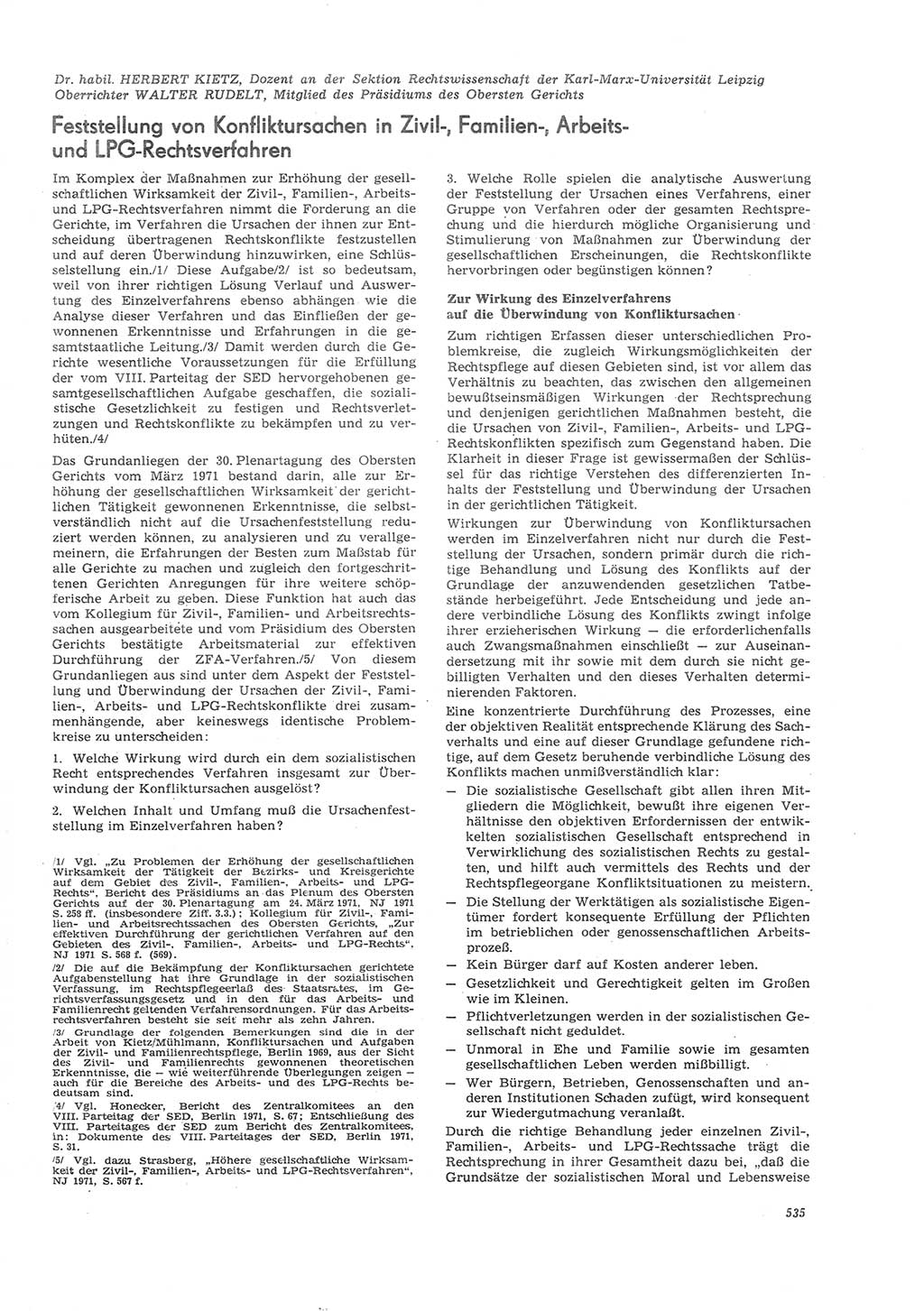 Neue Justiz (NJ), Zeitschrift für Recht und Rechtswissenschaft [Deutsche Demokratische Republik (DDR)], 26. Jahrgang 1972, Seite 535 (NJ DDR 1972, S. 535)