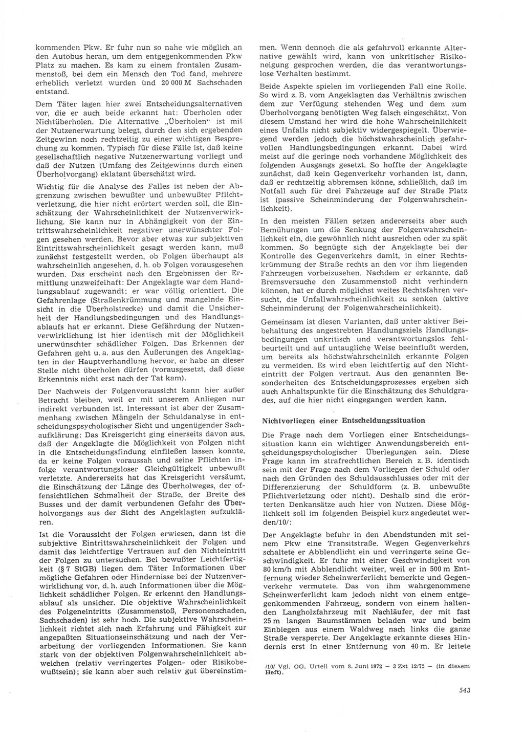 Neue Justiz (NJ), Zeitschrift für Recht und Rechtswissenschaft [Deutsche Demokratische Republik (DDR)], 26. Jahrgang 1972, Seite 543 (NJ DDR 1972, S. 543)