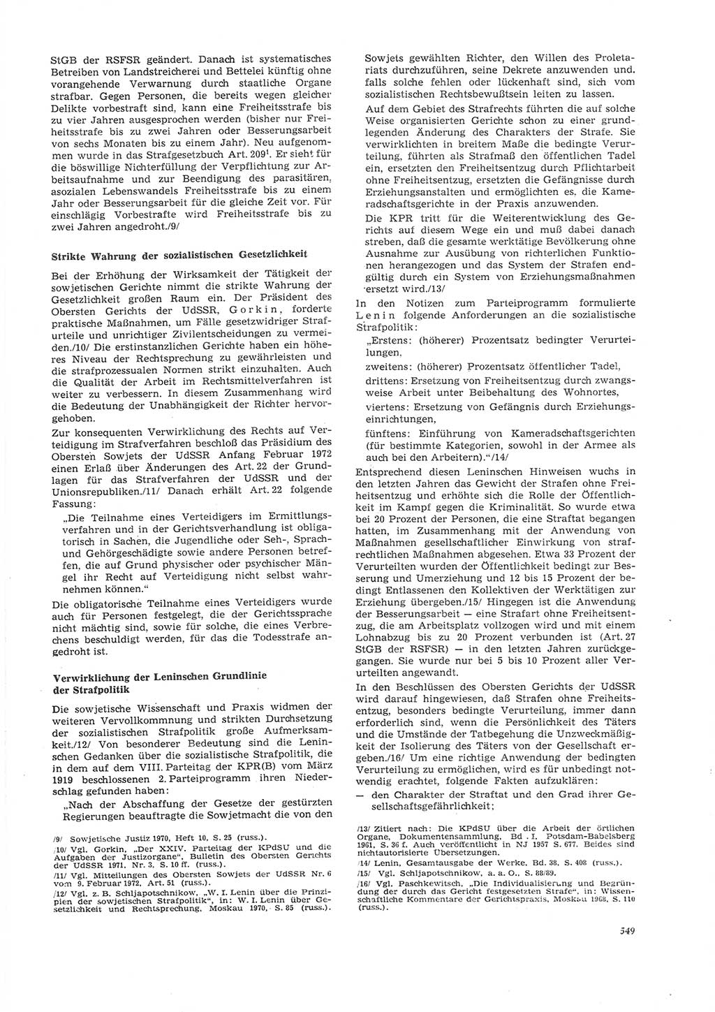 Neue Justiz (NJ), Zeitschrift für Recht und Rechtswissenschaft [Deutsche Demokratische Republik (DDR)], 26. Jahrgang 1972, Seite 549 (NJ DDR 1972, S. 549)