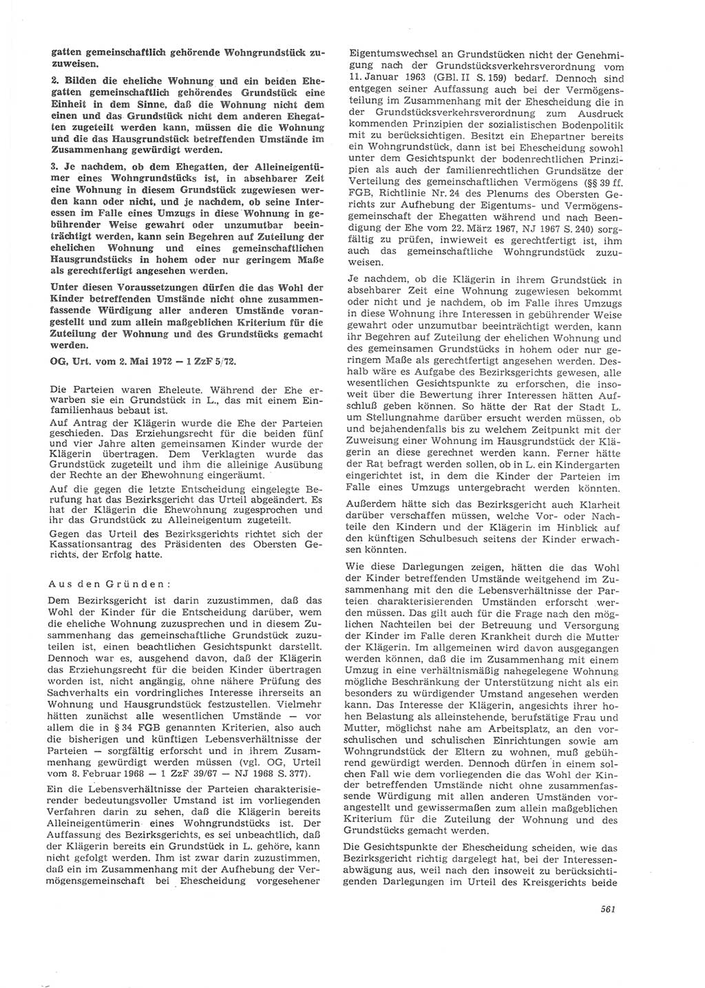 Neue Justiz (NJ), Zeitschrift für Recht und Rechtswissenschaft [Deutsche Demokratische Republik (DDR)], 26. Jahrgang 1972, Seite 561 (NJ DDR 1972, S. 561)