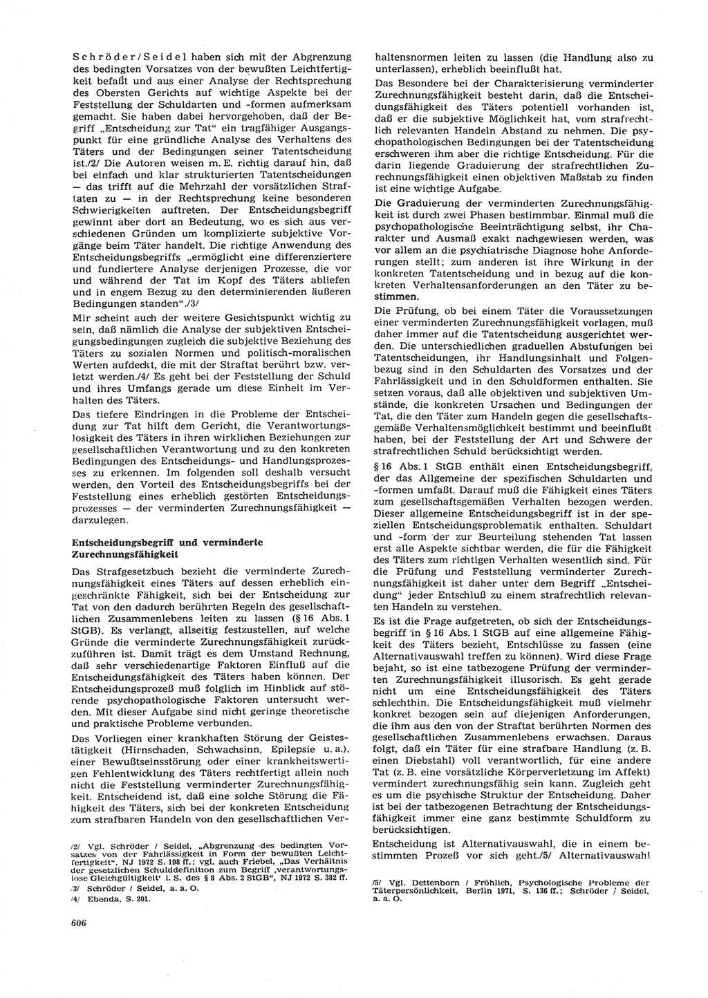 Neue Justiz (NJ), Zeitschrift für Recht und Rechtswissenschaft [Deutsche Demokratische Republik (DDR)], 26. Jahrgang 1972, Seite 606 (NJ DDR 1972, S. 606)