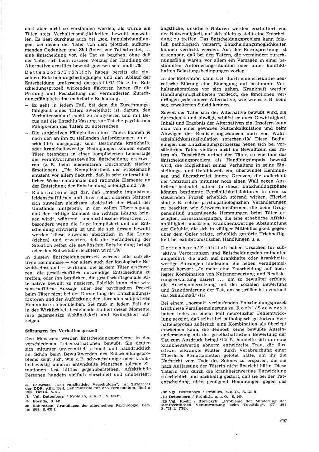 Neue Justiz (NJ), Zeitschrift für Recht und Rechtswissenschaft [Deutsche Demokratische Republik (DDR)], 26. Jahrgang 1972, Seite 607 (NJ DDR 1972, S. 607)