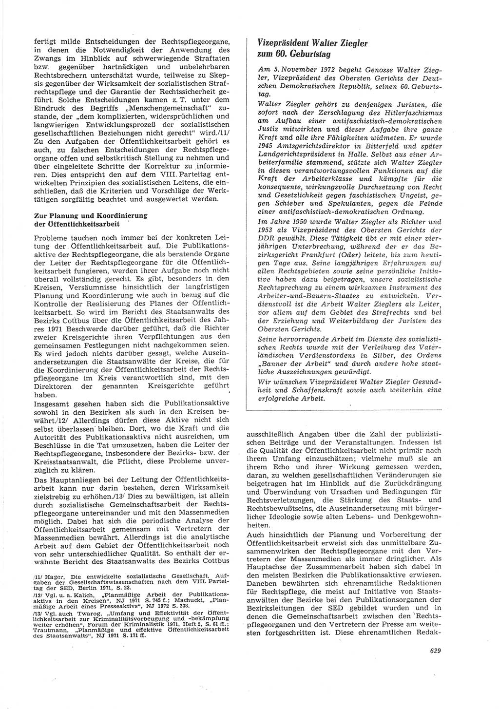 Neue Justiz (NJ), Zeitschrift für Recht und Rechtswissenschaft [Deutsche Demokratische Republik (DDR)], 26. Jahrgang 1972, Seite 629 (NJ DDR 1972, S. 629)