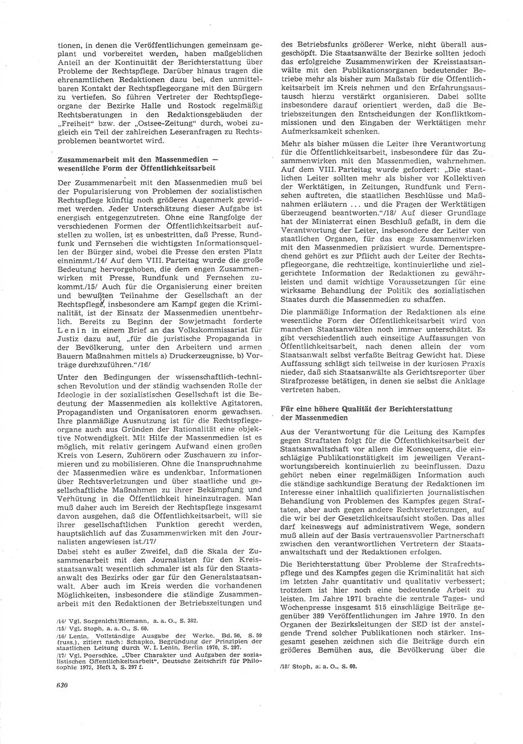 Neue Justiz (NJ), Zeitschrift für Recht und Rechtswissenschaft [Deutsche Demokratische Republik (DDR)], 26. Jahrgang 1972, Seite 630 (NJ DDR 1972, S. 630)