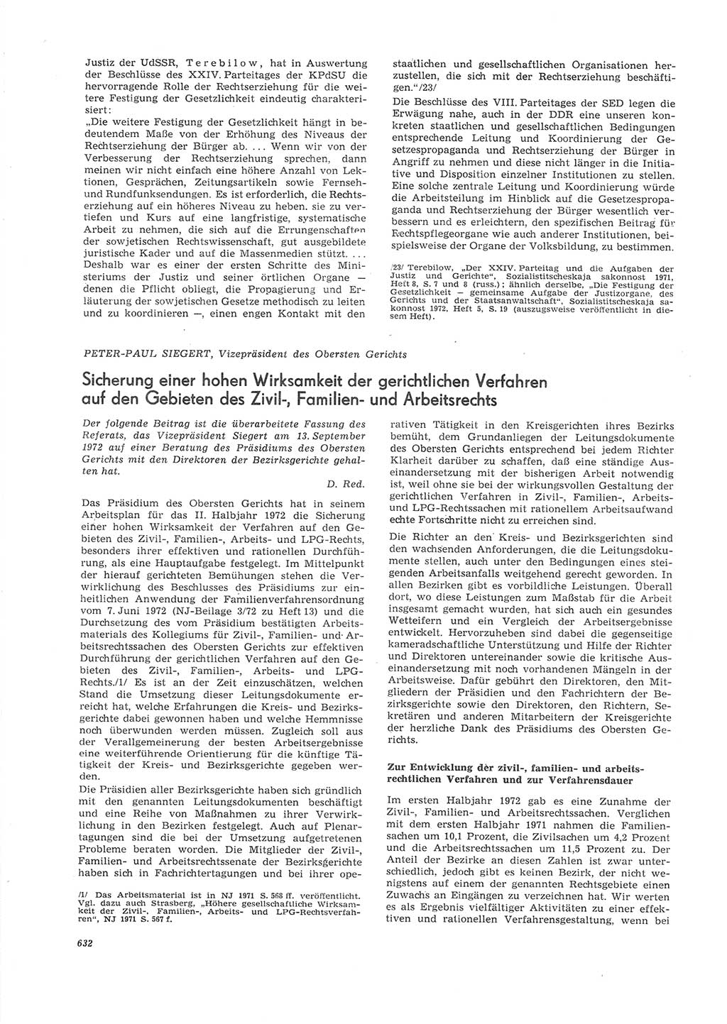 Neue Justiz (NJ), Zeitschrift für Recht und Rechtswissenschaft [Deutsche Demokratische Republik (DDR)], 26. Jahrgang 1972, Seite 632 (NJ DDR 1972, S. 632)