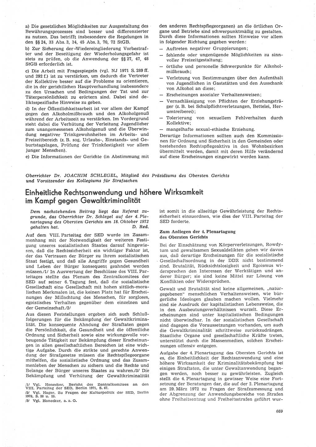 Neue Justiz (NJ), Zeitschrift für Recht und Rechtswissenschaft [Deutsche Demokratische Republik (DDR)], 26. Jahrgang 1972, Seite 669 (NJ DDR 1972, S. 669)