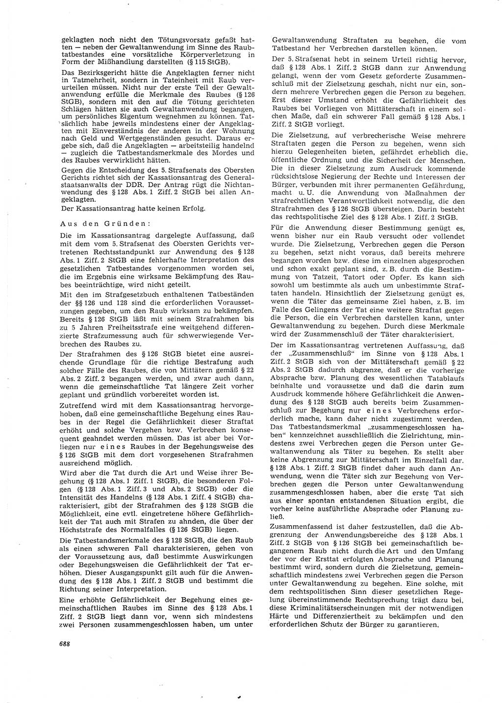 Neue Justiz (NJ), Zeitschrift für Recht und Rechtswissenschaft [Deutsche Demokratische Republik (DDR)], 26. Jahrgang 1972, Seite 688 (NJ DDR 1972, S. 688)