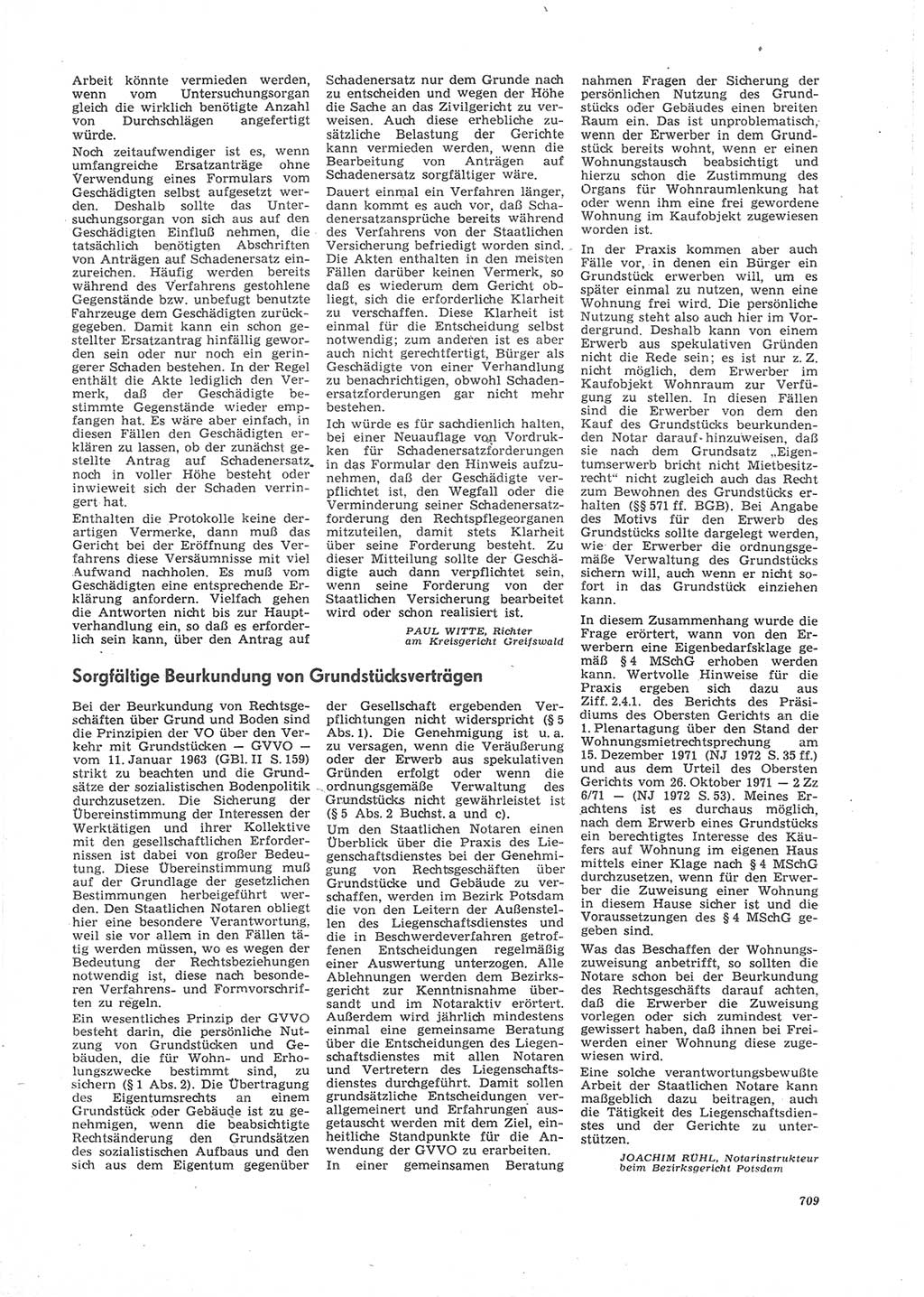 Neue Justiz (NJ), Zeitschrift für Recht und Rechtswissenschaft [Deutsche Demokratische Republik (DDR)], 26. Jahrgang 1972, Seite 709 (NJ DDR 1972, S. 709)