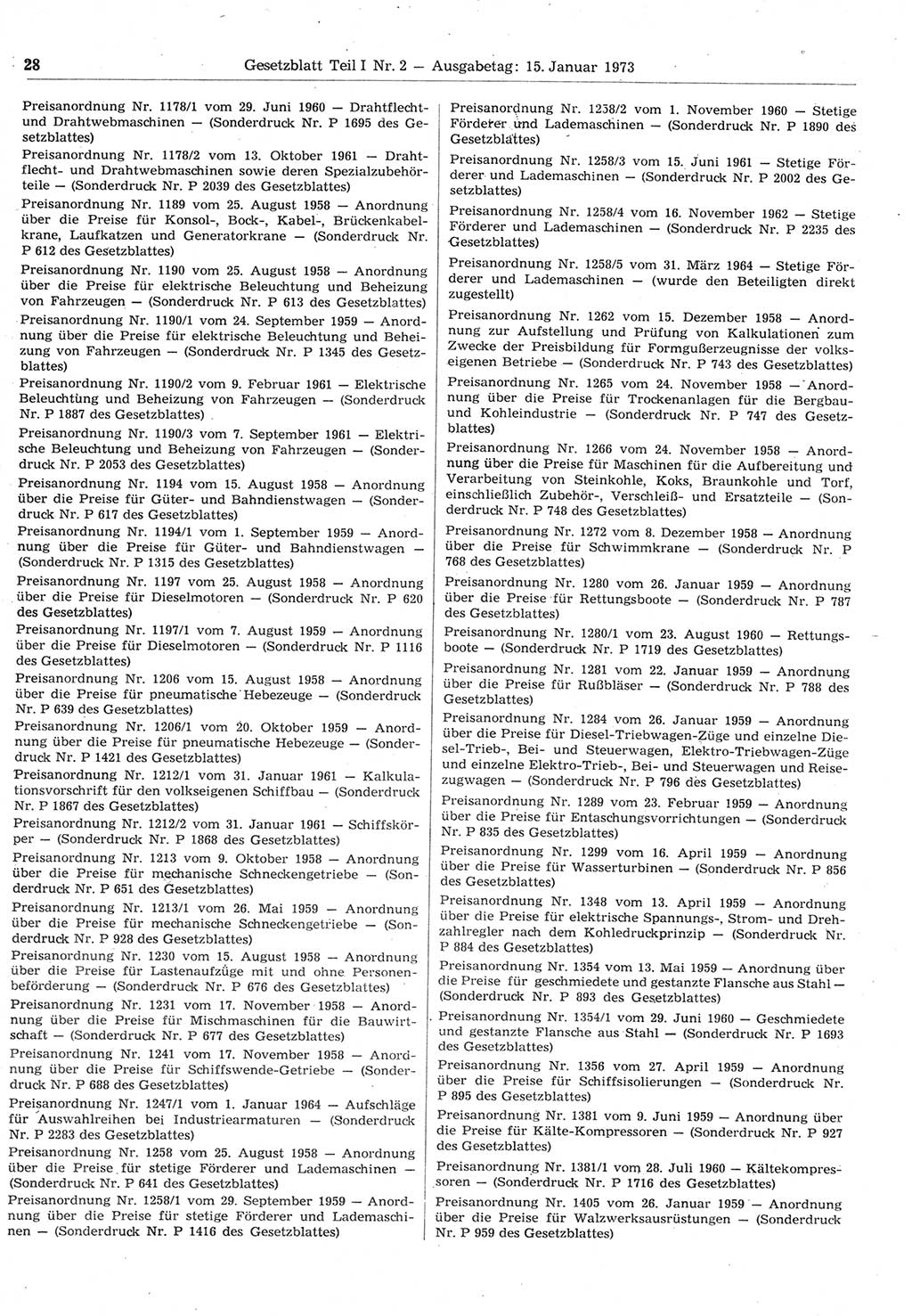 Gesetzblatt (GBl.) der Deutschen Demokratischen Republik (DDR) Teil Ⅰ 1973, Seite 28 (GBl. DDR Ⅰ 1973, S. 28)