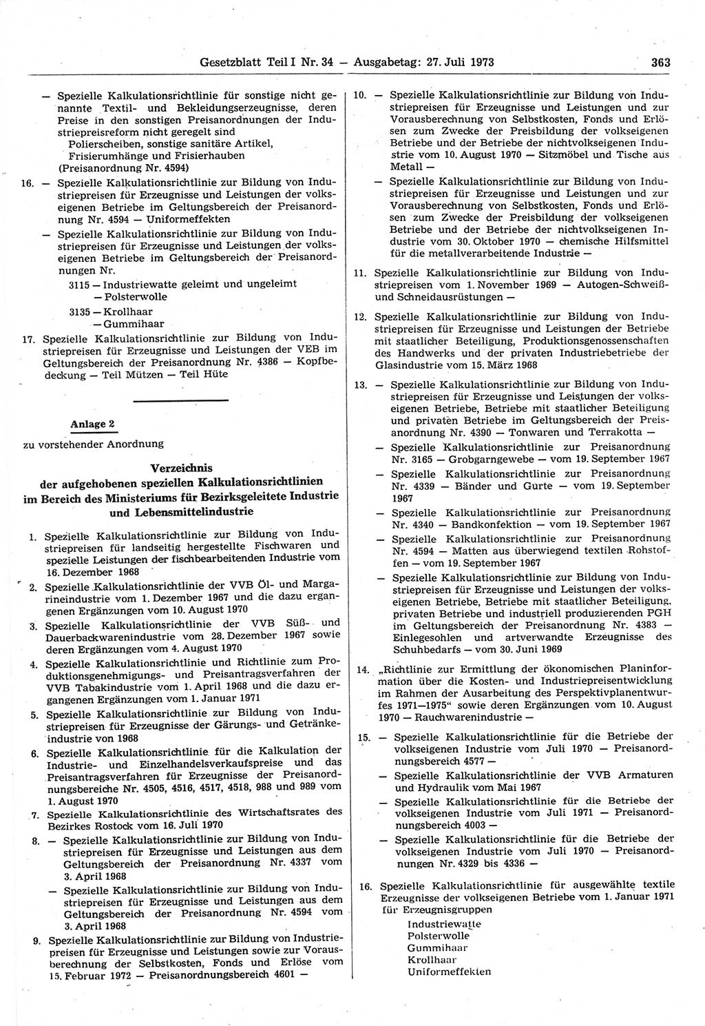 Gesetzblatt (GBl.) der Deutschen Demokratischen Republik (DDR) Teil Ⅰ 1973, Seite 363 (GBl. DDR Ⅰ 1973, S. 363)