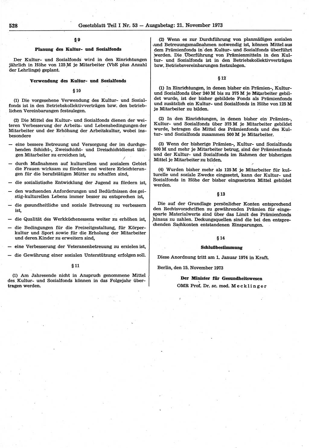 Gesetzblatt (GBl.) der Deutschen Demokratischen Republik (DDR) Teil Ⅰ 1973, Seite 528 (GBl. DDR Ⅰ 1973, S. 528)