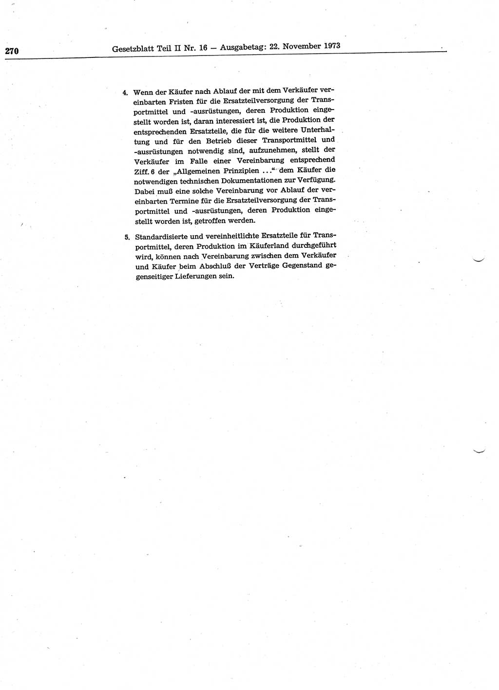 Gesetzblatt (GBl.) der Deutschen Demokratischen Republik (DDR) Teil ⅠⅠ 1973, Seite 270 (GBl. DDR ⅠⅠ 1973, S. 270)