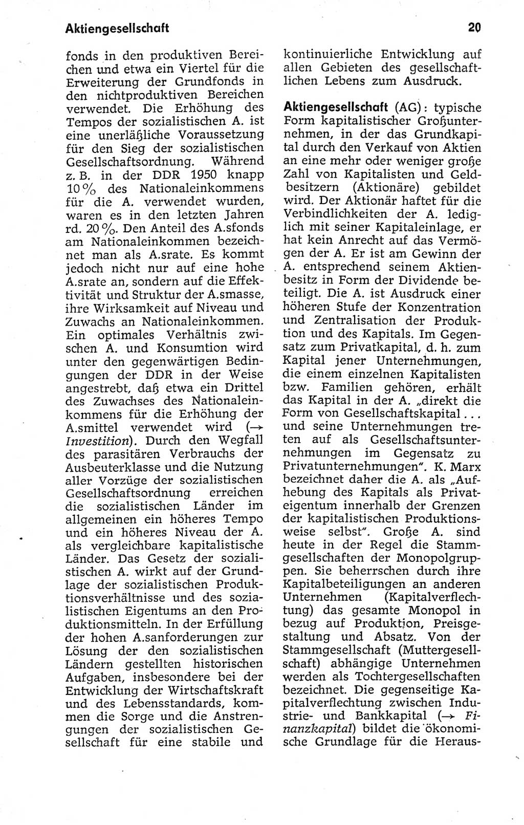 Kleines politisches Wörterbuch [Deutsche Demokratische Republik (DDR)] 1973, Seite 20 (Kl. pol. Wb. DDR 1973, S. 20)