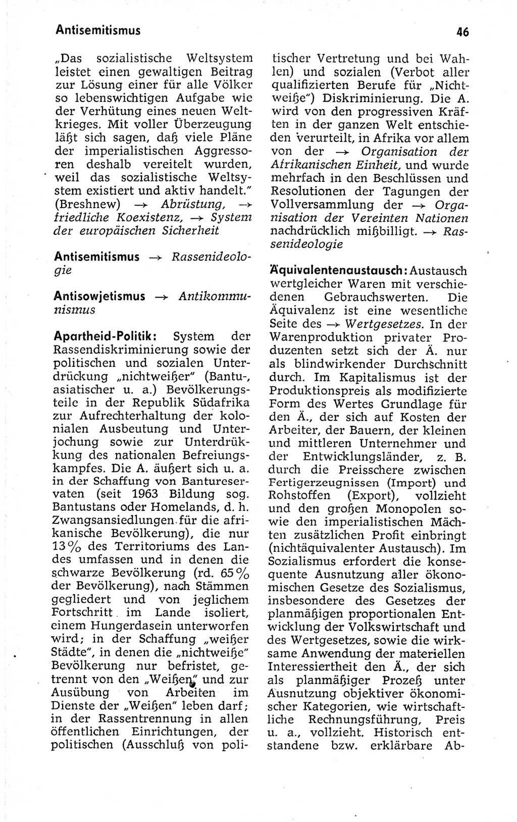Kleines politisches Wörterbuch [Deutsche Demokratische Republik (DDR)] 1973, Seite 46 (Kl. pol. Wb. DDR 1973, S. 46)