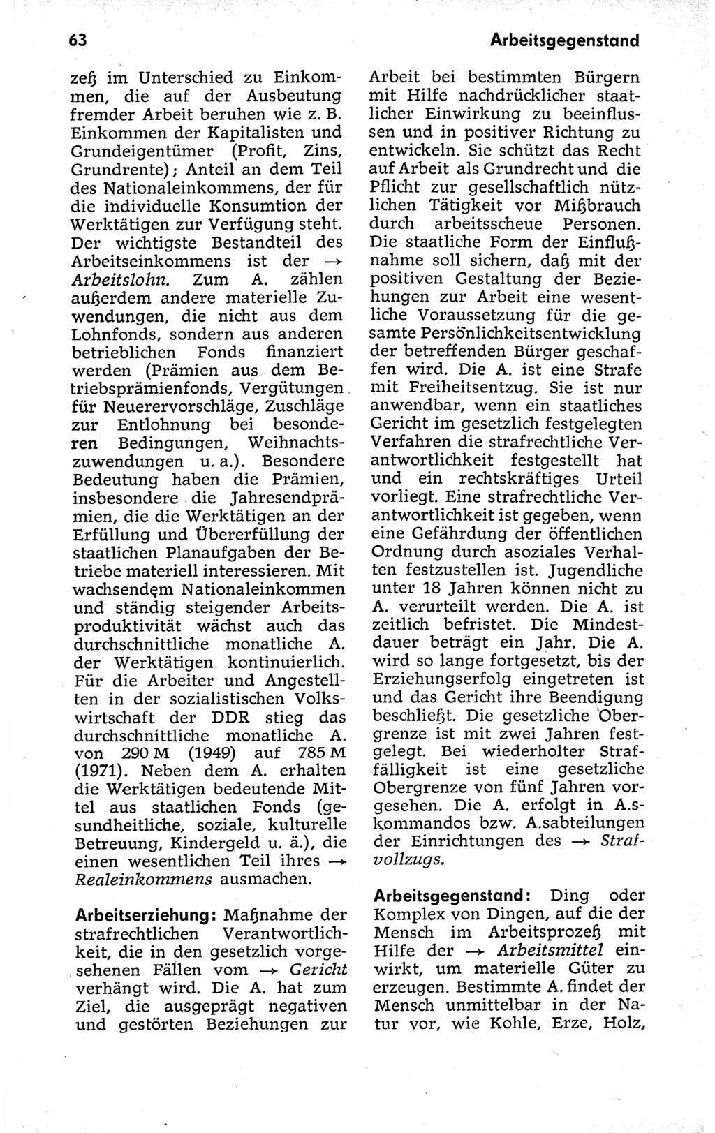 Kleines politisches Wörterbuch [Deutsche Demokratische Republik (DDR)] 1973, Seite 63 (Kl. pol. Wb. DDR 1973, S. 63)