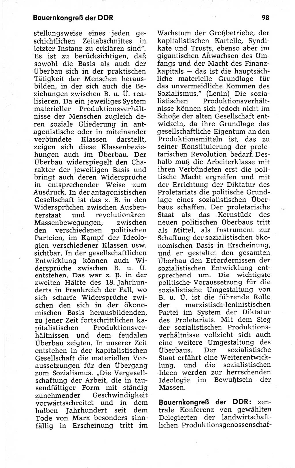 Kleines politisches Wörterbuch [Deutsche Demokratische Republik (DDR)] 1973, Seite 98 (Kl. pol. Wb. DDR 1973, S. 98)