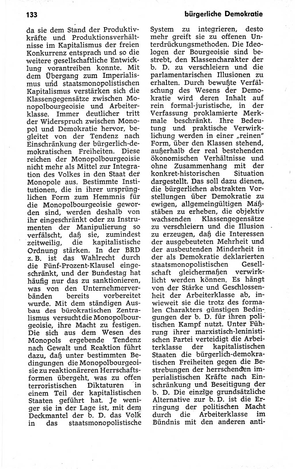 Kleines politisches Wörterbuch [Deutsche Demokratische Republik (DDR)] 1973, Seite 133 (Kl. pol. Wb. DDR 1973, S. 133)