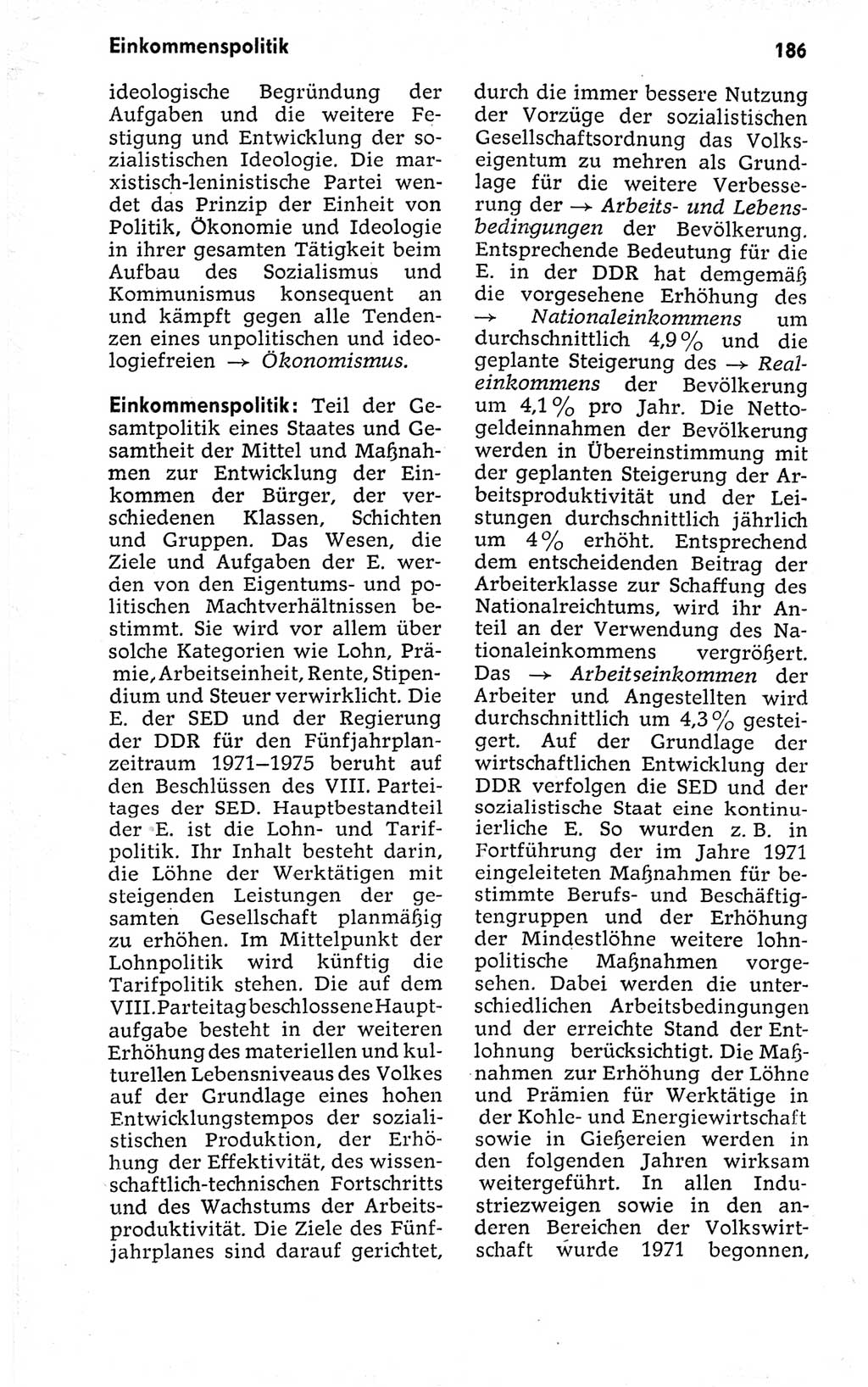 Kleines politisches Wörterbuch [Deutsche Demokratische Republik (DDR)] 1973, Seite 186 (Kl. pol. Wb. DDR 1973, S. 186)