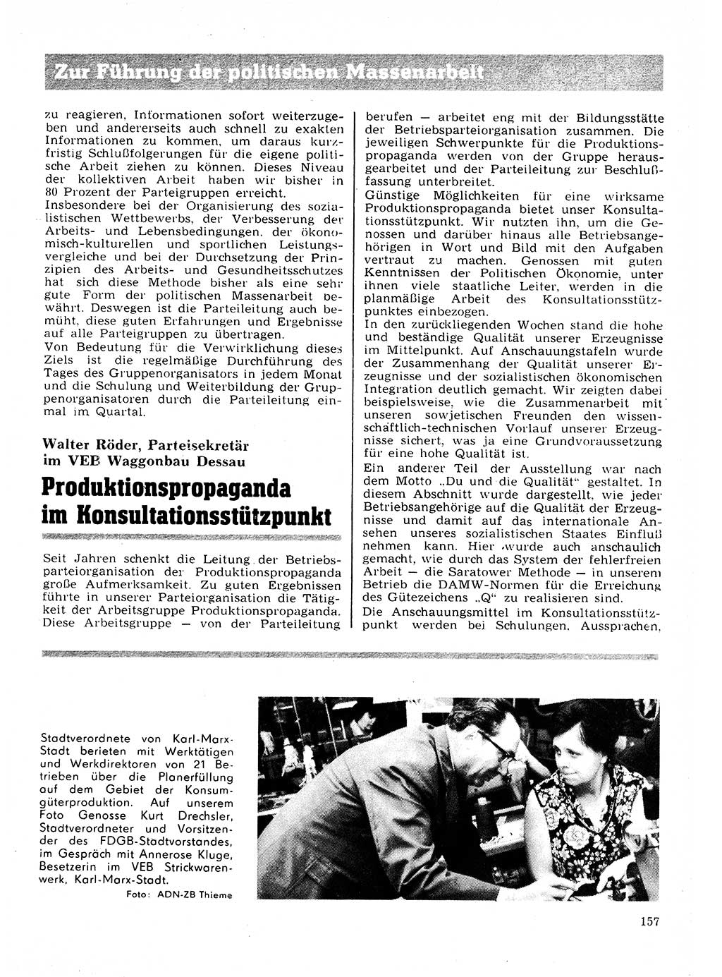 Neuer Weg (NW), Organ des Zentralkomitees (ZK) der SED (Sozialistische Einheitspartei Deutschlands) für Fragen des Parteilebens, 28. Jahrgang [Deutsche Demokratische Republik (DDR)] 1973, Seite 157 (NW ZK SED DDR 1973, S. 157)