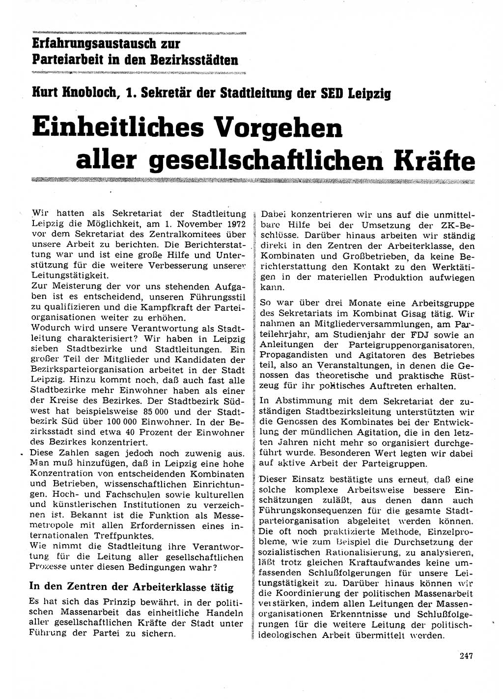 Neuer Weg (NW), Organ des Zentralkomitees (ZK) der SED (Sozialistische Einheitspartei Deutschlands) für Fragen des Parteilebens, 28. Jahrgang [Deutsche Demokratische Republik (DDR)] 1973, Seite 247 (NW ZK SED DDR 1973, S. 247)