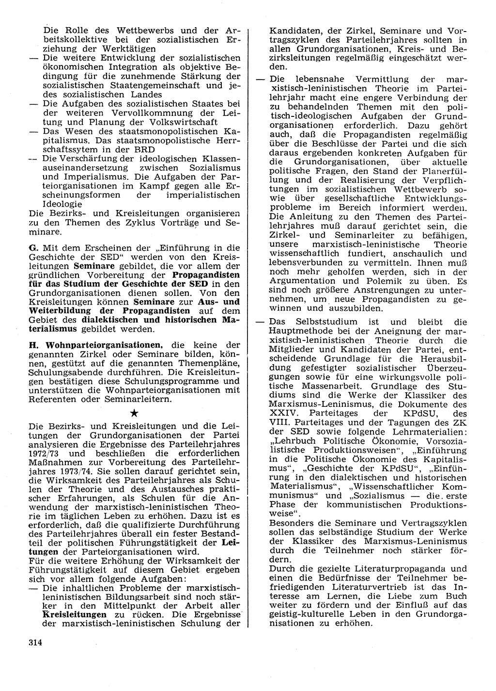 Neuer Weg (NW), Organ des Zentralkomitees (ZK) der SED (Sozialistische Einheitspartei Deutschlands) für Fragen des Parteilebens, 28. Jahrgang [Deutsche Demokratische Republik (DDR)] 1973, Seite 314 (NW ZK SED DDR 1973, S. 314)