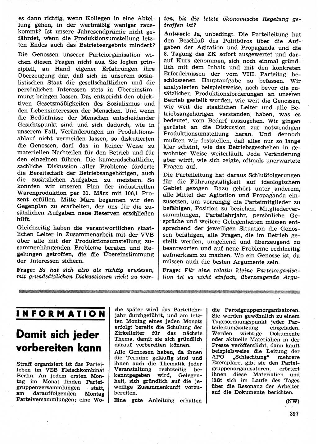 Neuer Weg (NW), Organ des Zentralkomitees (ZK) der SED (Sozialistische Einheitspartei Deutschlands) für Fragen des Parteilebens, 28. Jahrgang [Deutsche Demokratische Republik (DDR)] 1973, Seite 397 (NW ZK SED DDR 1973, S. 397)