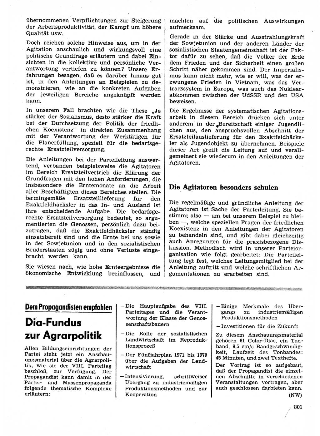 Neuer Weg (NW), Organ des Zentralkomitees (ZK) der SED (Sozialistische Einheitspartei Deutschlands) für Fragen des Parteilebens, 28. Jahrgang [Deutsche Demokratische Republik (DDR)] 1973, Seite 801 (NW ZK SED DDR 1973, S. 801)