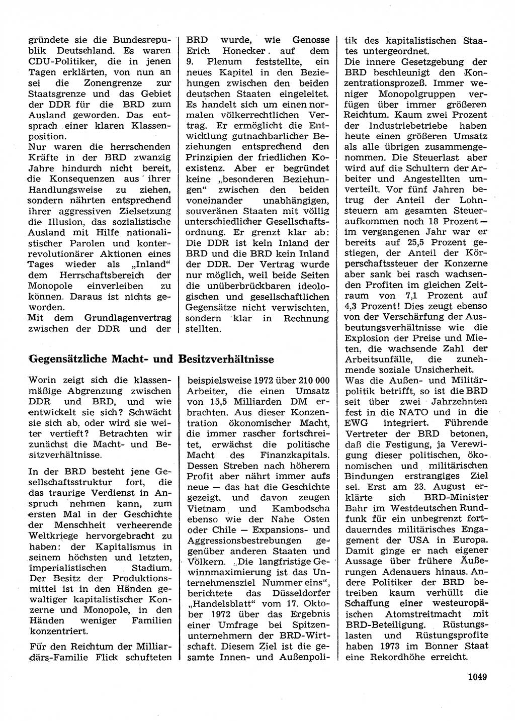 Neuer Weg (NW), Organ des Zentralkomitees (ZK) der SED (Sozialistische Einheitspartei Deutschlands) für Fragen des Parteilebens, 28. Jahrgang [Deutsche Demokratische Republik (DDR)] 1973, Seite 1049 (NW ZK SED DDR 1973, S. 1049)
