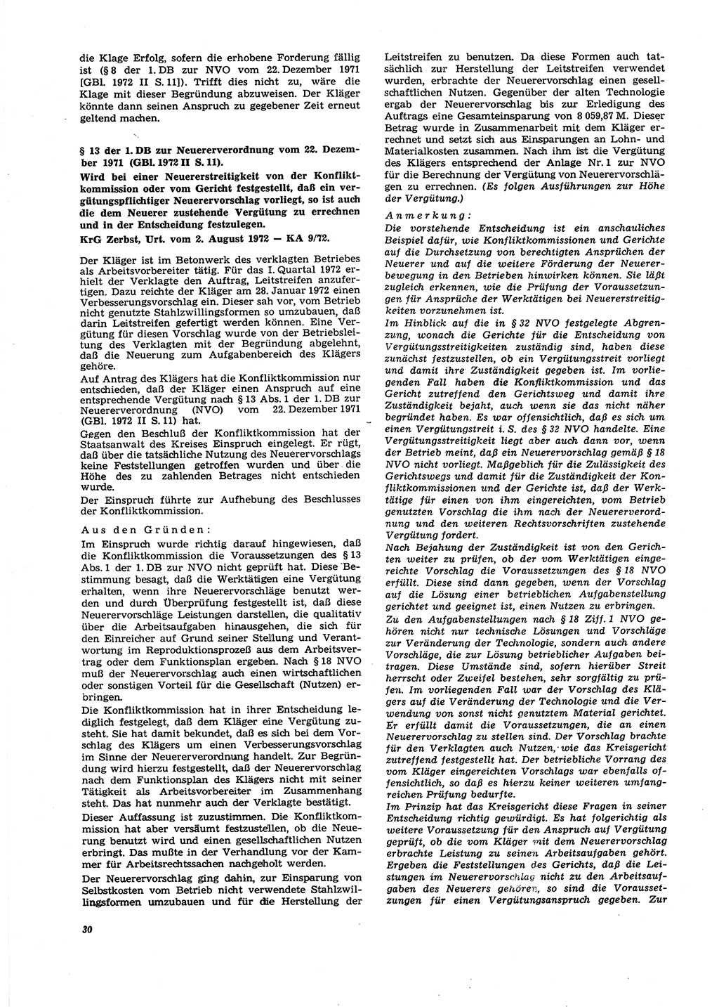 Neue Justiz (NJ), Zeitschrift für Recht und Rechtswissenschaft [Deutsche Demokratische Republik (DDR)], 27. Jahrgang 1973, Seite 30 (NJ DDR 1973, S. 30)