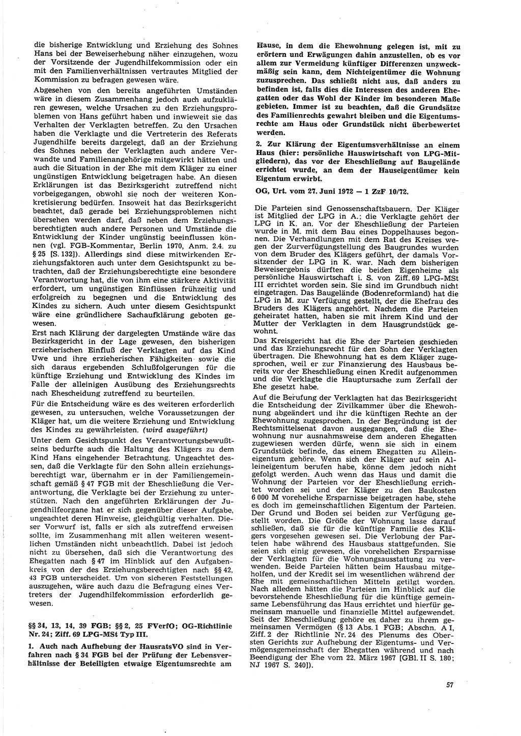 Neue Justiz (NJ), Zeitschrift für Recht und Rechtswissenschaft [Deutsche Demokratische Republik (DDR)], 27. Jahrgang 1973, Seite 57 (NJ DDR 1973, S. 57)