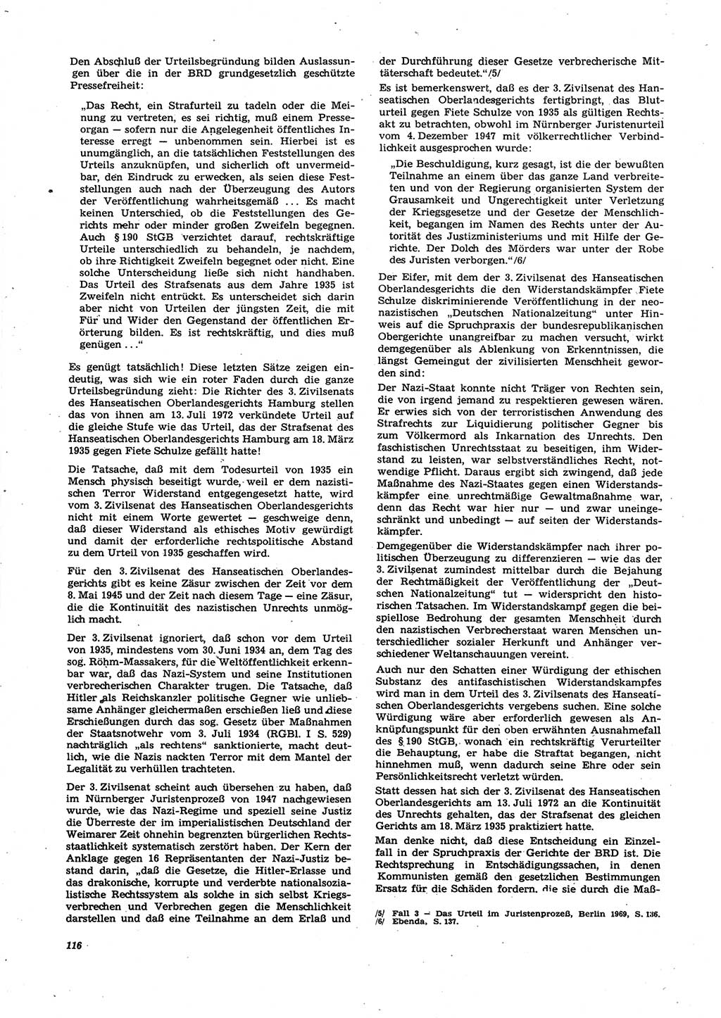 Neue Justiz (NJ), Zeitschrift für Recht und Rechtswissenschaft [Deutsche Demokratische Republik (DDR)], 27. Jahrgang 1973, Seite 116 (NJ DDR 1973, S. 116)