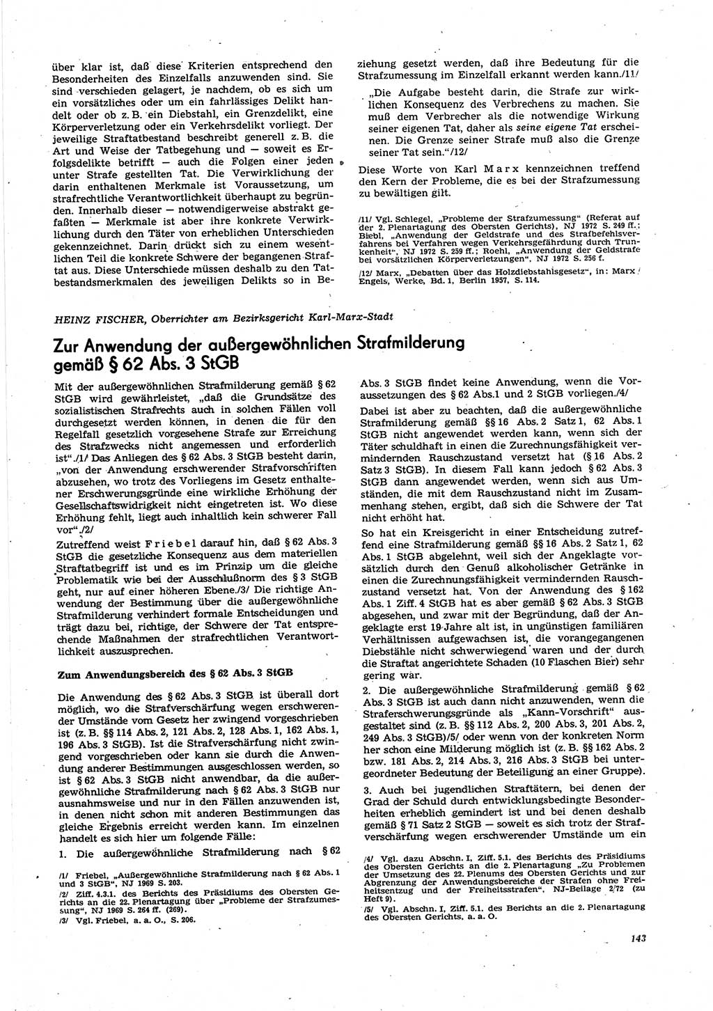 Neue Justiz (NJ), Zeitschrift für Recht und Rechtswissenschaft [Deutsche Demokratische Republik (DDR)], 27. Jahrgang 1973, Seite 143 (NJ DDR 1973, S. 143)