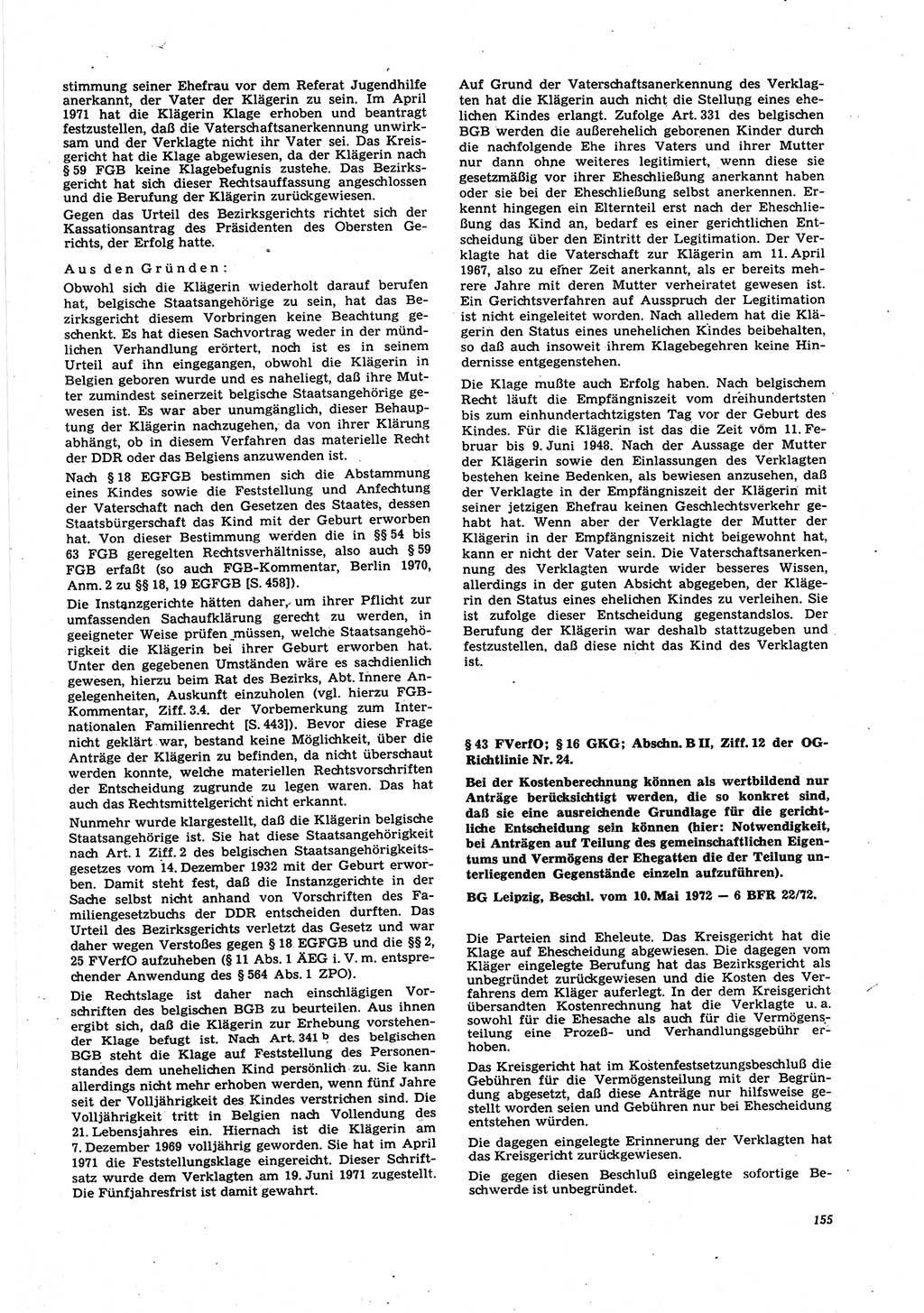 Neue Justiz (NJ), Zeitschrift für Recht und Rechtswissenschaft [Deutsche Demokratische Republik (DDR)], 27. Jahrgang 1973, Seite 155 (NJ DDR 1973, S. 155)