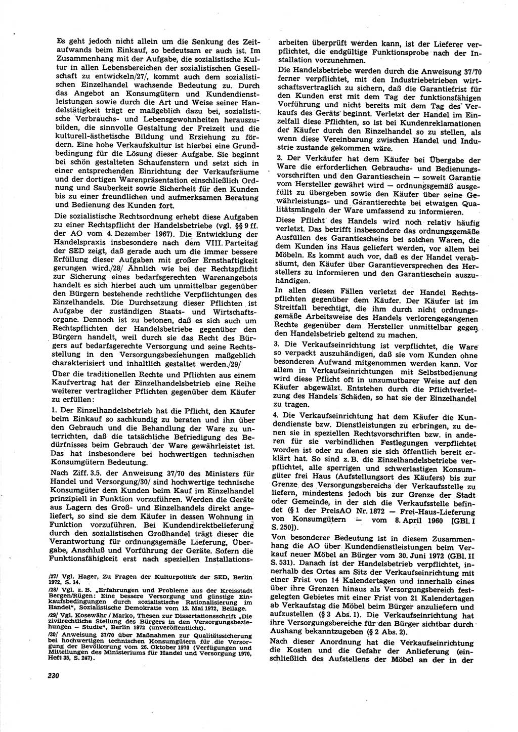 Neue Justiz (NJ), Zeitschrift für Recht und Rechtswissenschaft [Deutsche Demokratische Republik (DDR)], 27. Jahrgang 1973, Seite 230 (NJ DDR 1973, S. 230)