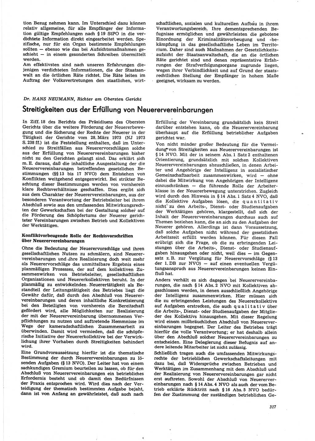 Neue Justiz (NJ), Zeitschrift für Recht und Rechtswissenschaft [Deutsche Demokratische Republik (DDR)], 27. Jahrgang 1973, Seite 317 (NJ DDR 1973, S. 317)