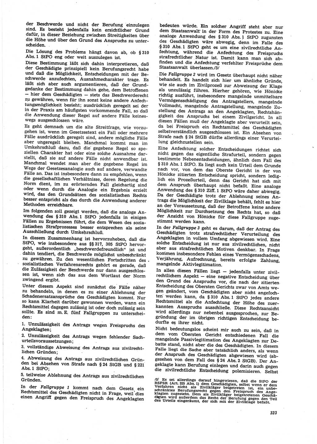 Neue Justiz (NJ), Zeitschrift für Recht und Rechtswissenschaft [Deutsche Demokratische Republik (DDR)], 27. Jahrgang 1973, Seite 323 (NJ DDR 1973, S. 323)