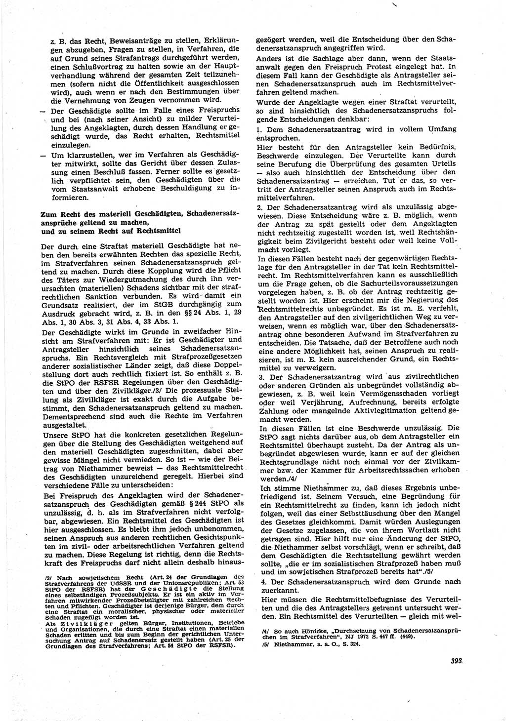 Neue Justiz (NJ), Zeitschrift für Recht und Rechtswissenschaft [Deutsche Demokratische Republik (DDR)], 27. Jahrgang 1973, Seite 393 (NJ DDR 1973, S. 393)
