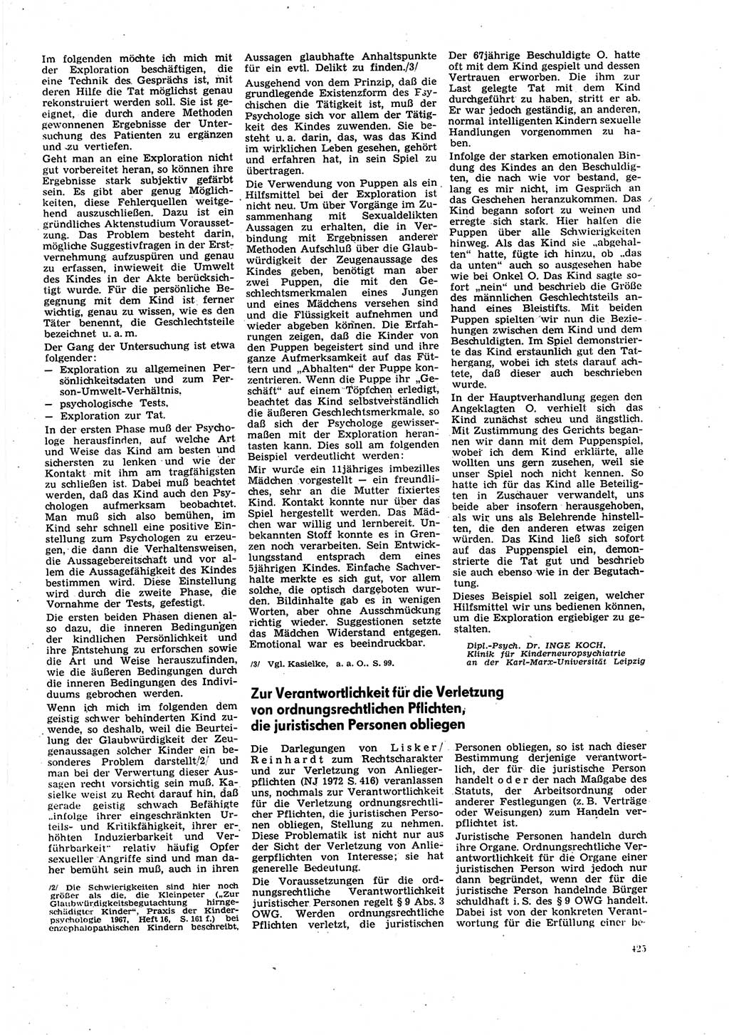 Neue Justiz (NJ), Zeitschrift für Recht und Rechtswissenschaft [Deutsche Demokratische Republik (DDR)], 27. Jahrgang 1973, Seite 425 (NJ DDR 1973, S. 425)