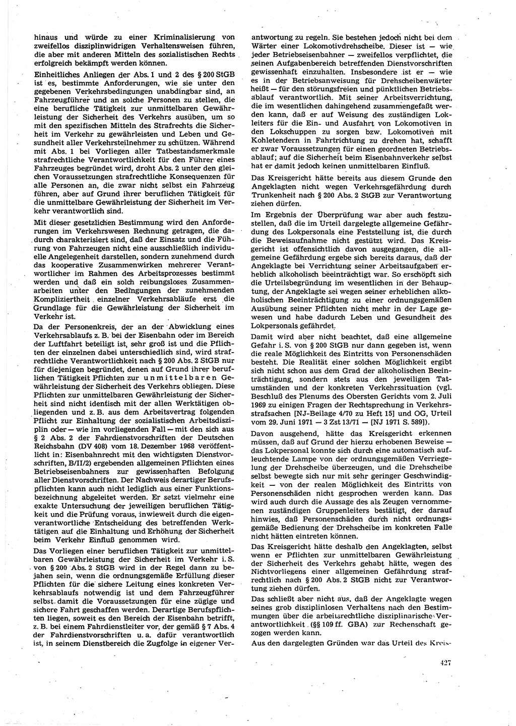 Neue Justiz (NJ), Zeitschrift für Recht und Rechtswissenschaft [Deutsche Demokratische Republik (DDR)], 27. Jahrgang 1973, Seite 427 (NJ DDR 1973, S. 427)